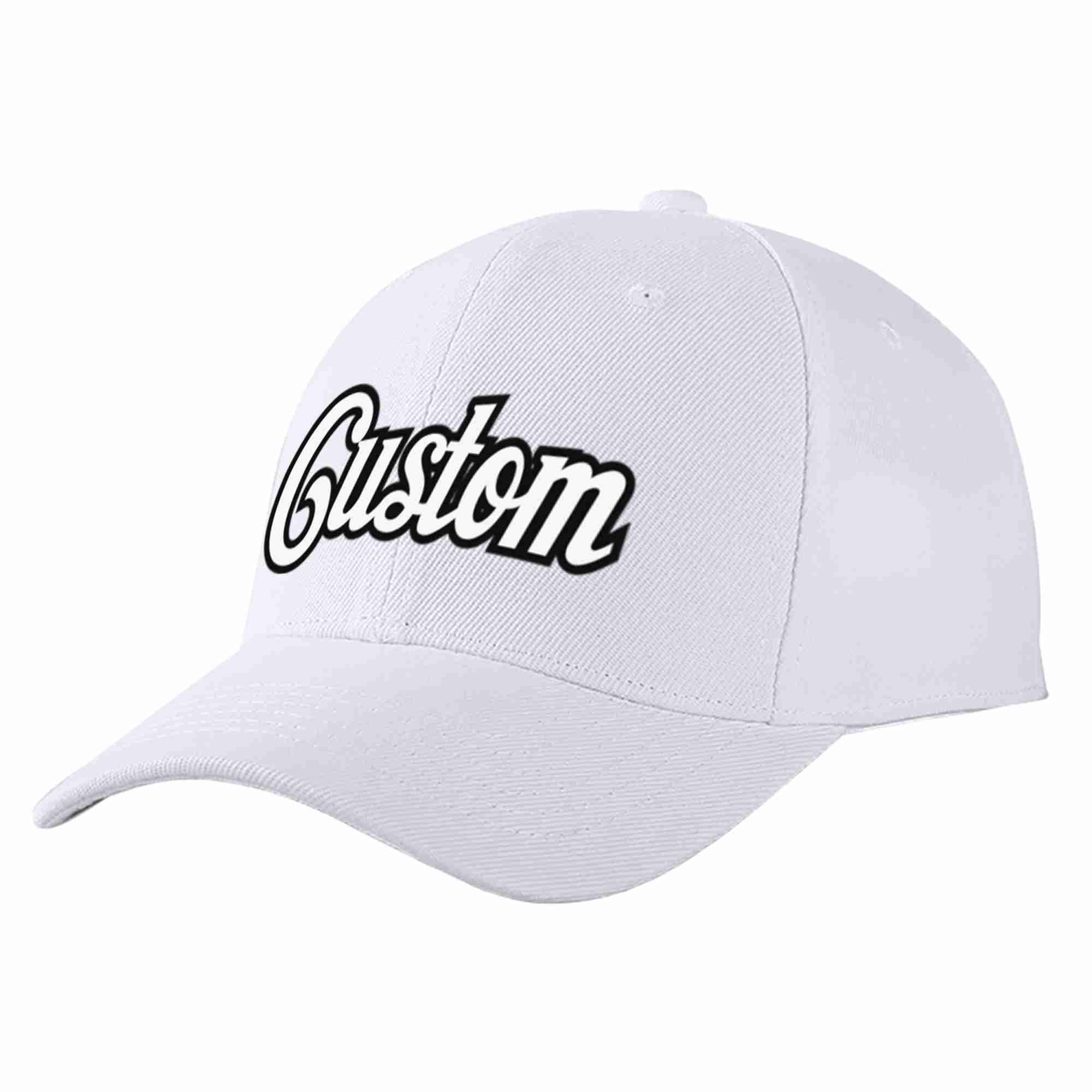 Custom White White-Black Curved Eaves Sport Baseball Cap Design for Men/Women/Youth