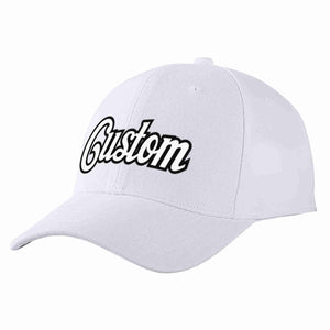 Conception personnalisée de casquette de baseball de sport incurvée blanc-noir blanc pour hommes/femmes/jeunes