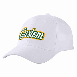 Conception personnalisée de casquette de baseball de sport incurvée blanc-vert Kelly pour hommes/femmes/jeunes