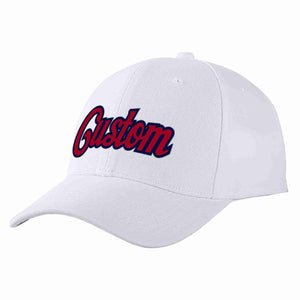 Conception personnalisée de casquette de baseball de sport incurvée blanc rouge-marine pour hommes/femmes/jeunes