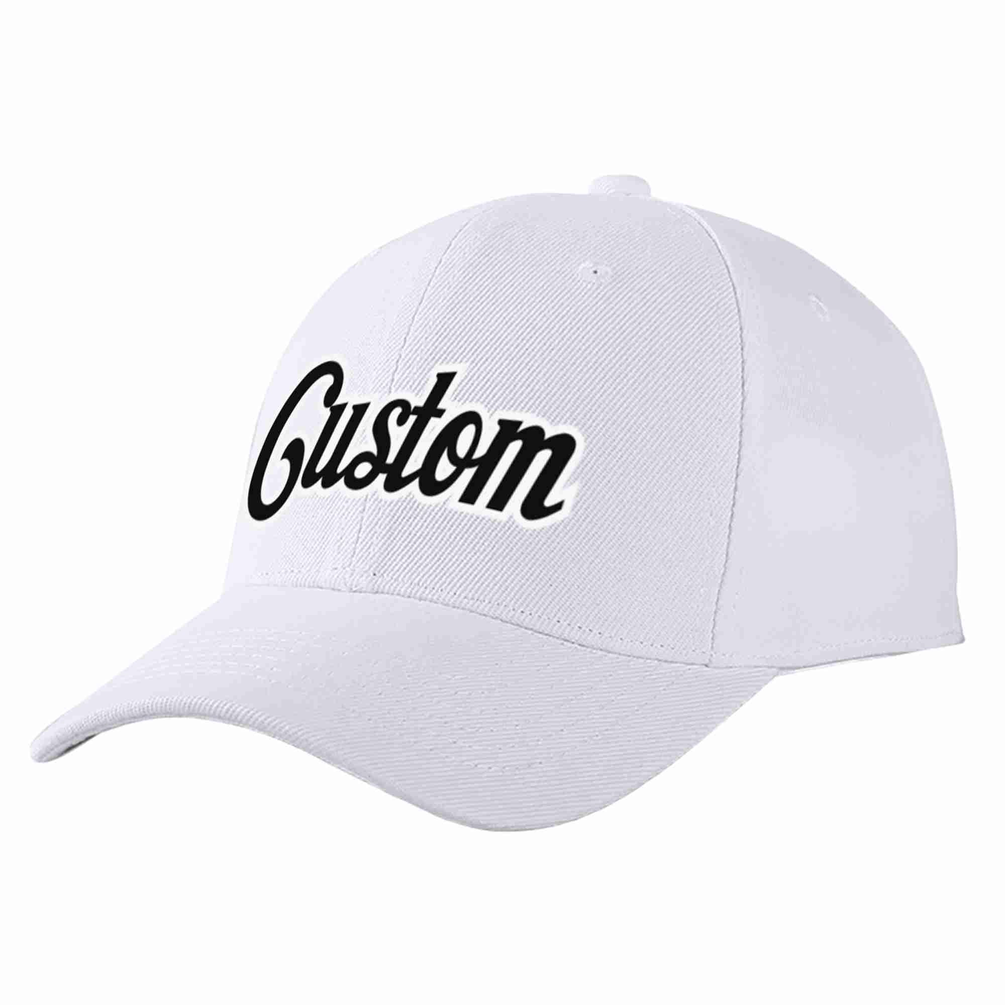 Custom White Black-White Curved Eaves Sport Baseball Cap Design for Men/Women/Youth