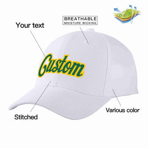 Casquette de baseball de sport incurvée blanche Kelly vert-jaune personnalisée pour hommes/femmes/jeunes