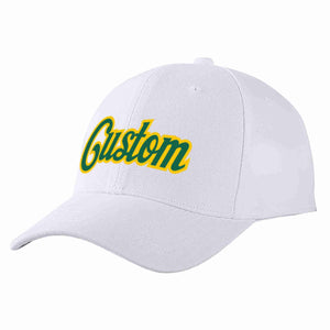 Casquette de baseball de sport incurvée blanche Kelly vert-jaune personnalisée pour hommes/femmes/jeunes