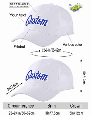 Custom White Royal-White Curved Eaves Sport Baseball Cap Design for Men/Women/Youth