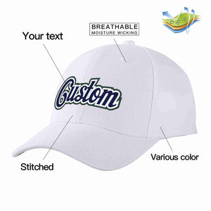 Conception personnalisée de casquette de baseball de sport incurvée blanc marine-blanc pour hommes/femmes/jeunes