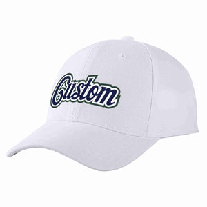 Conception personnalisée de casquette de baseball de sport incurvée blanc marine-blanc pour hommes/femmes/jeunes