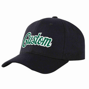 Custom Black Kelly Green-White Curved Eaves Sport Baseball Cap Design for Men/Women/Youth