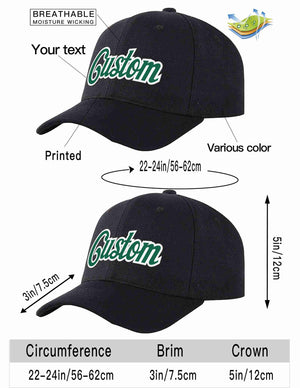 Custom Black Kelly Green-White Curved Eaves Sport Baseball Cap Design for Men/Women/Youth