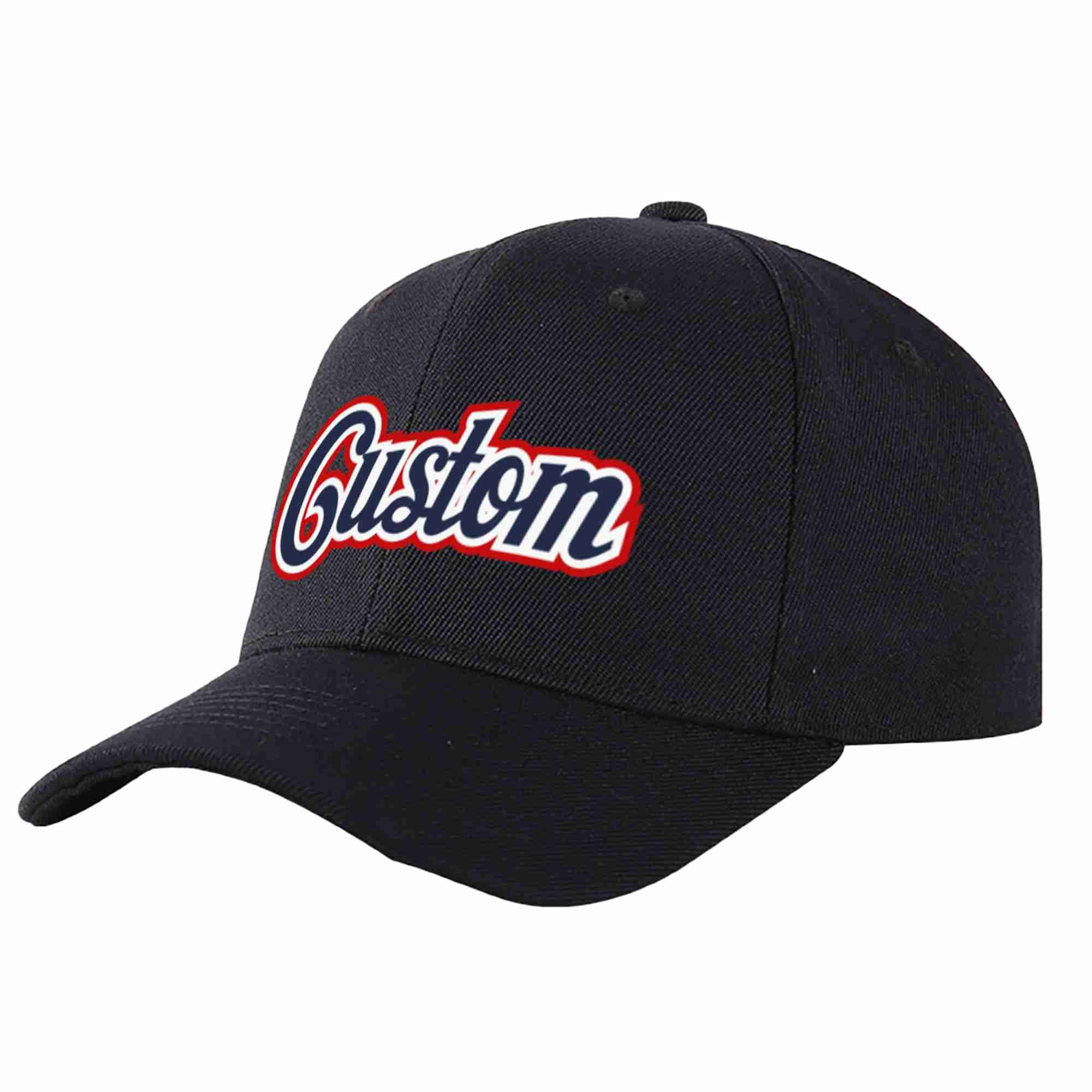 Conception personnalisée de casquette de baseball de sport incurvée noir marine-blanc pour hommes/femmes/jeunes