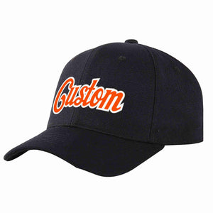 Custom Black Orange-White Curved Eaves Sport Baseball Cap Design for Men/Women/Youth