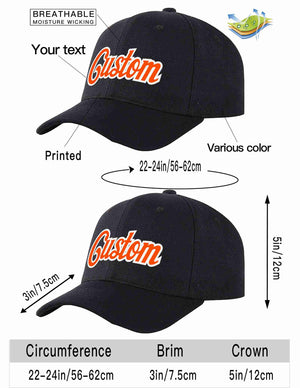 Custom Black Orange-White Curved Eaves Sport Baseball Cap Design for Men/Women/Youth