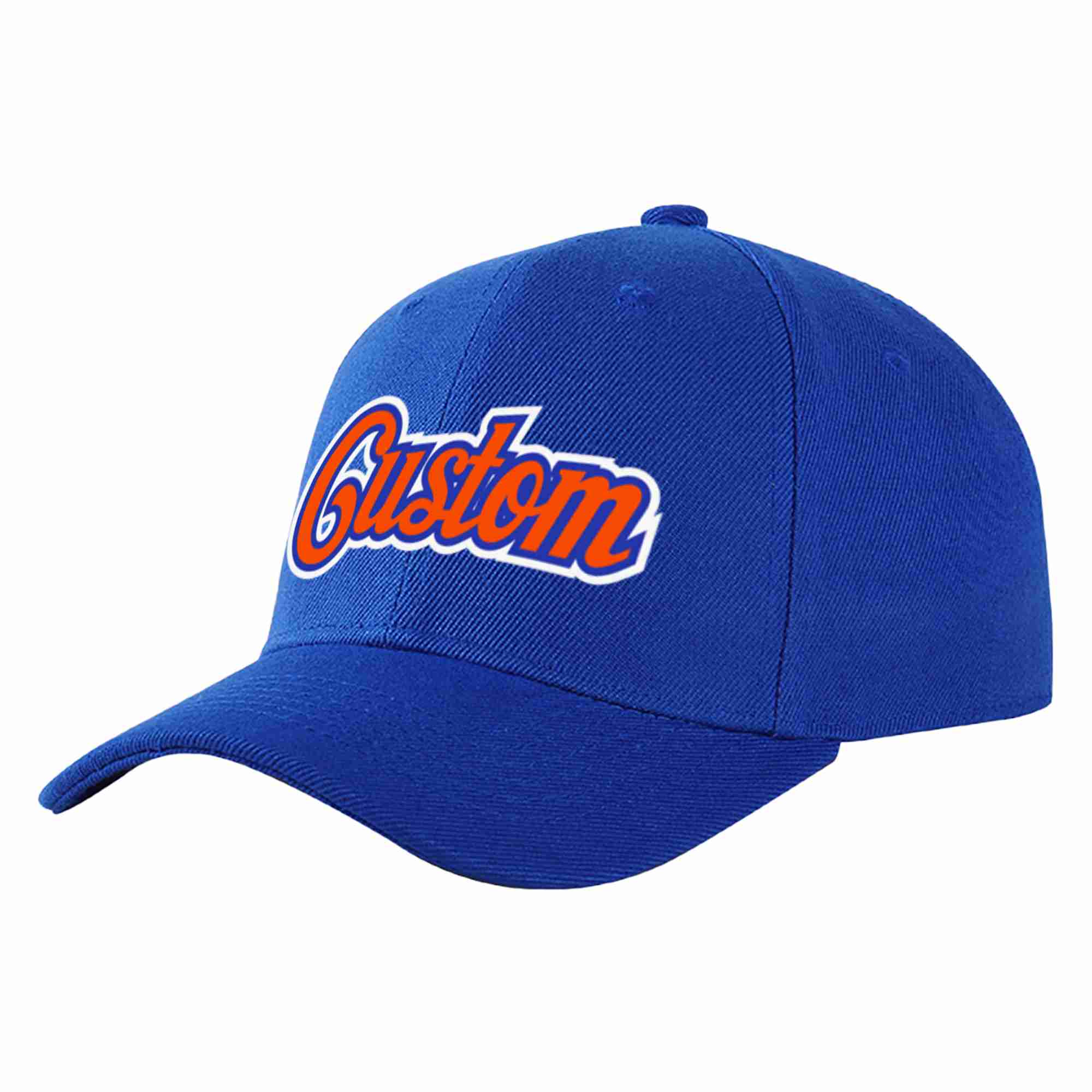 Custom Royal Orange-Royal Curved Eaves Sport Baseball Cap Design for Men/Women/Youth