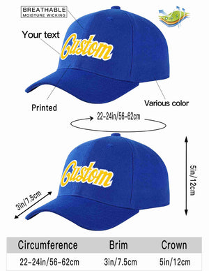 Custom Royal Yellow-White Curved Eaves Sport Baseball Cap Design for Men/Women/Youth