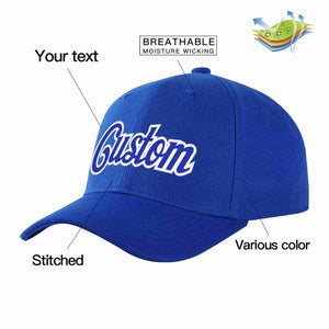 Casquette de baseball personnalisée Royal Royal-White Curved Eaves Sport pour hommes/femmes/jeunes