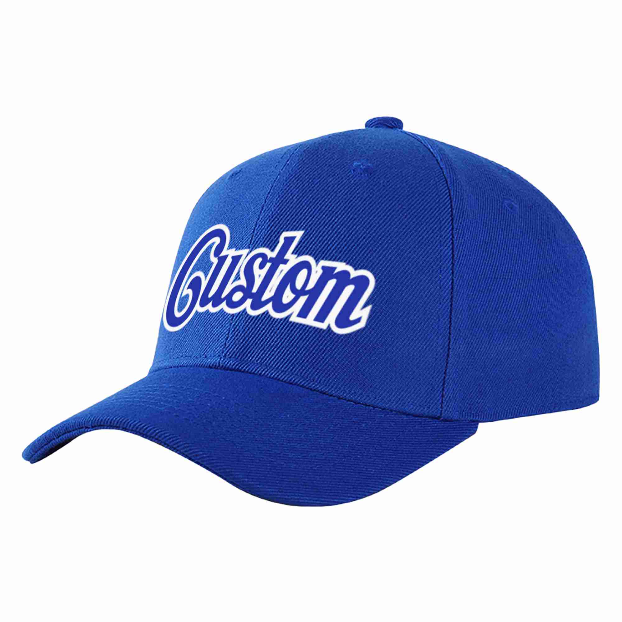 Casquette de baseball personnalisée Royal Royal-White Curved Eaves Sport pour hommes/femmes/jeunes