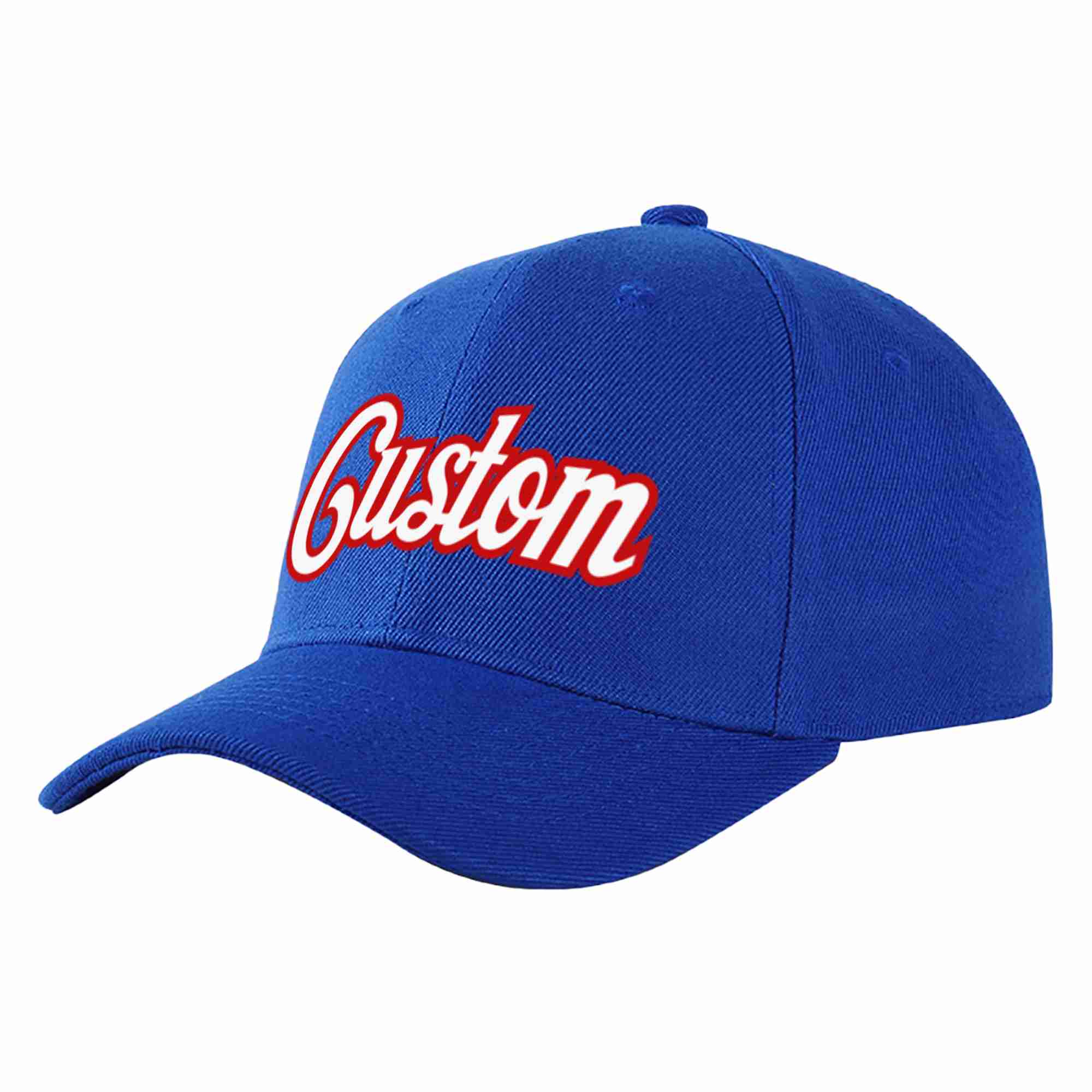 Custom Royal White-Red Curved Eaves Sport Baseball Cap Design for Men/Women/Youth