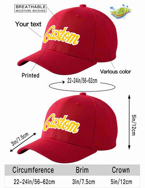 Custom Red Gold-White Curved Eaves Sport Baseball Cap Design for Men/Women/Youth