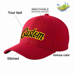 Custom Red Black-Gold Curved Eaves Sport Baseball Cap Design for Men/Women/Youth