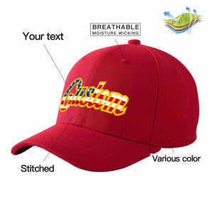 Custom Red Vintage USA Flag-Gold Curved Eaves Sport Baseball Cap Design for Men/Women/Youth