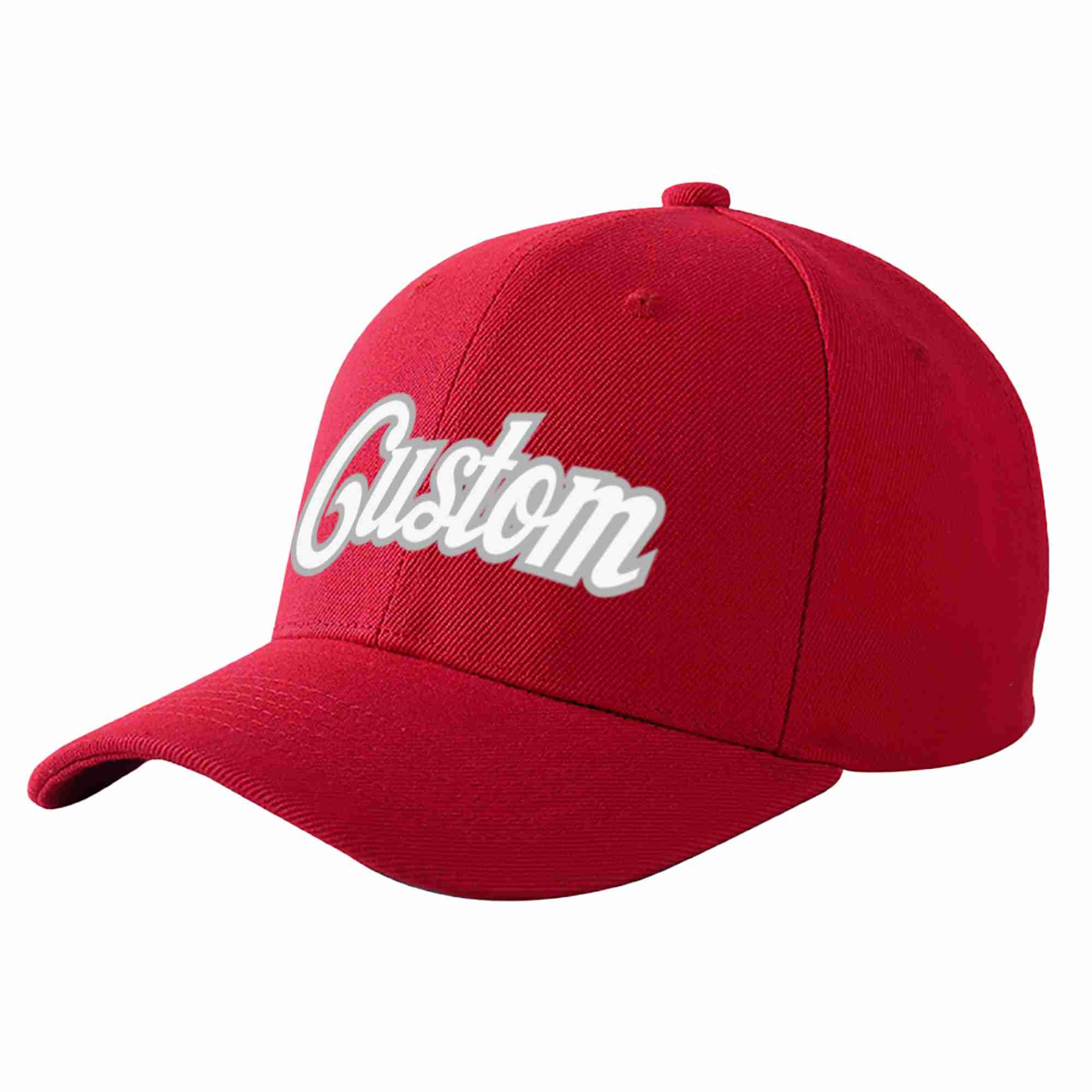 Custom Red White-Gray Curved Eaves Sport Baseball Cap Design for Men/Women/Youth