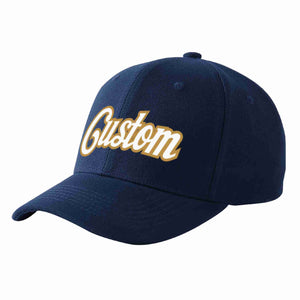 Conception personnalisée de casquette de baseball de sport incurvée blanc-vieil or pour hommes/femmes/jeunes