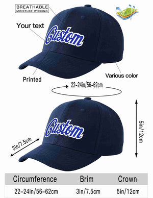 Custom Navy Royal-White Curved Eaves Sport Baseball Cap Design for Men/Women/Youth