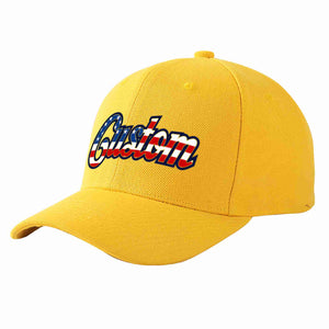 Custom Gold Vintage USA Flag-Gold Curved Eaves Sport Baseball Cap Design for Men/Women/Youth