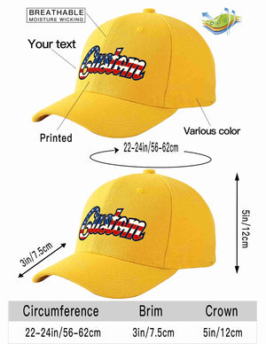 Custom Gold Vintage USA Flag-Gold Curved Eaves Sport Baseball Cap Design for Men/Women/Youth