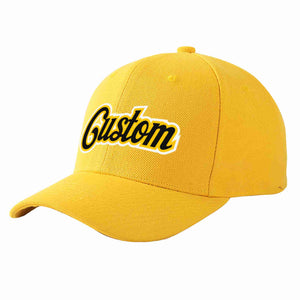 Custom Gold Black-Gold Curved Eaves Sport Baseball Cap Design for Men/Women/Youth