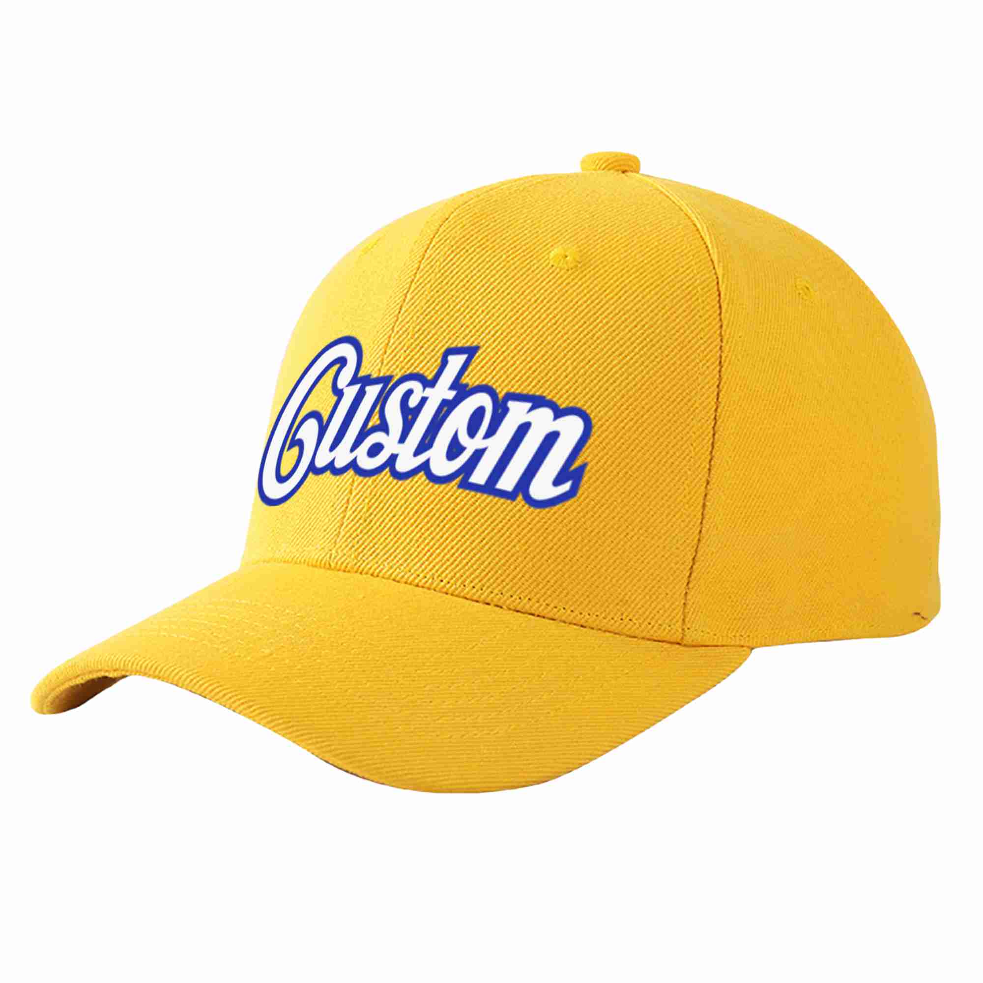 Custom Gold White-Royal Curved Eaves Sport Baseball Cap Design for Men/Women/Youth