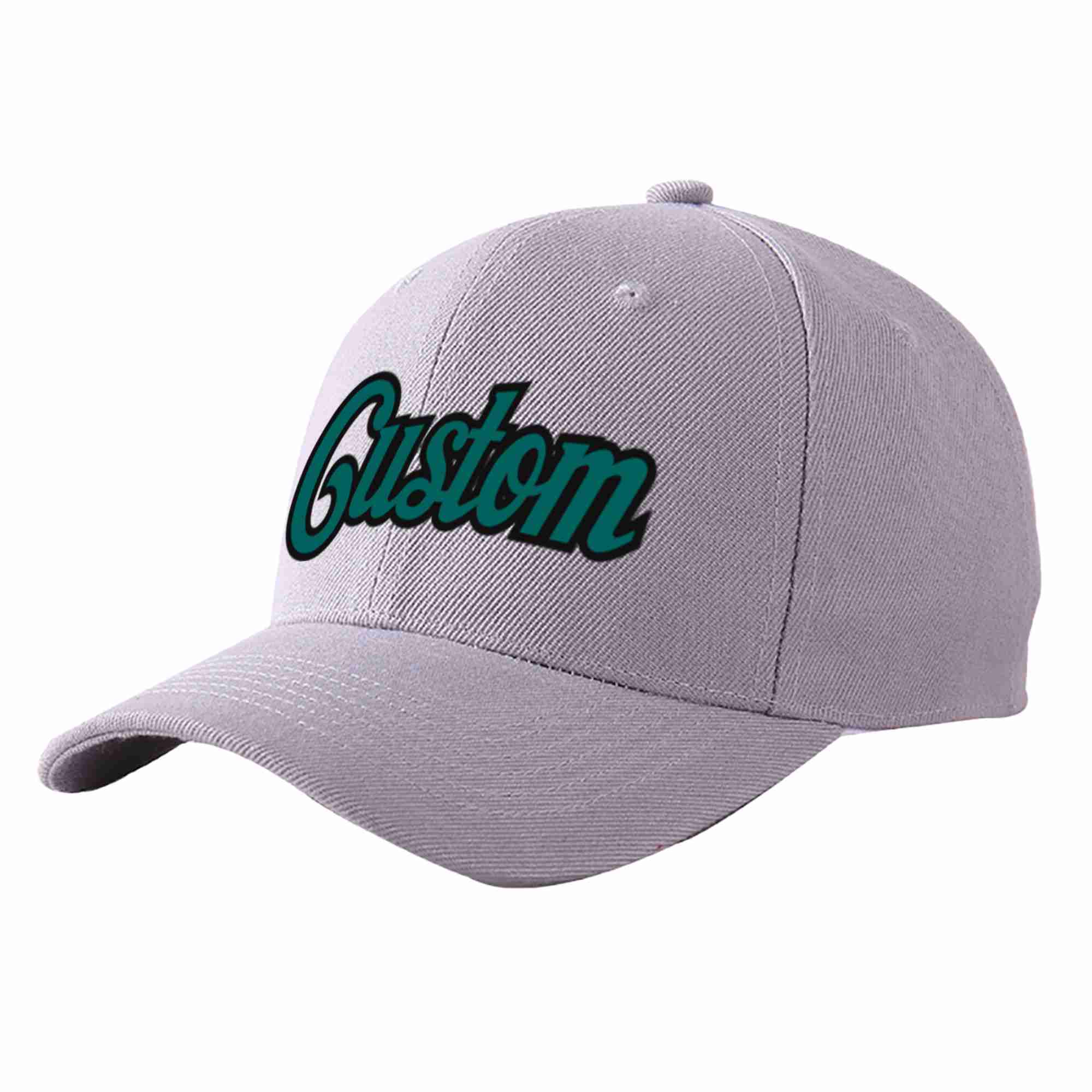 Conception personnalisée de casquette de baseball de sport incurvée gris aqua-noir pour hommes/femmes/jeunes