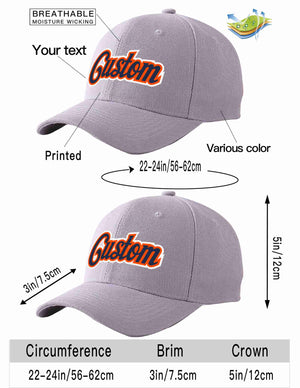 Conception personnalisée de casquette de baseball de sport incurvée gris marine-orange pour hommes/femmes/jeunes