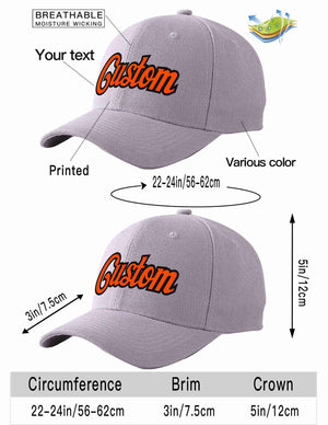 Conception personnalisée de casquette de baseball de sport incurvée gris orange-noir pour hommes/femmes/jeunes