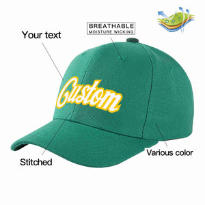 Custom Light Green White-Gold Curved Eaves Sport Baseball Cap Design for Men/Women/Youth