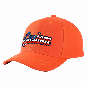 Custom Tangerine Vintage USA Flag-Gold Curved Eaves Sport Baseball Cap Design for Men/Women/Youth