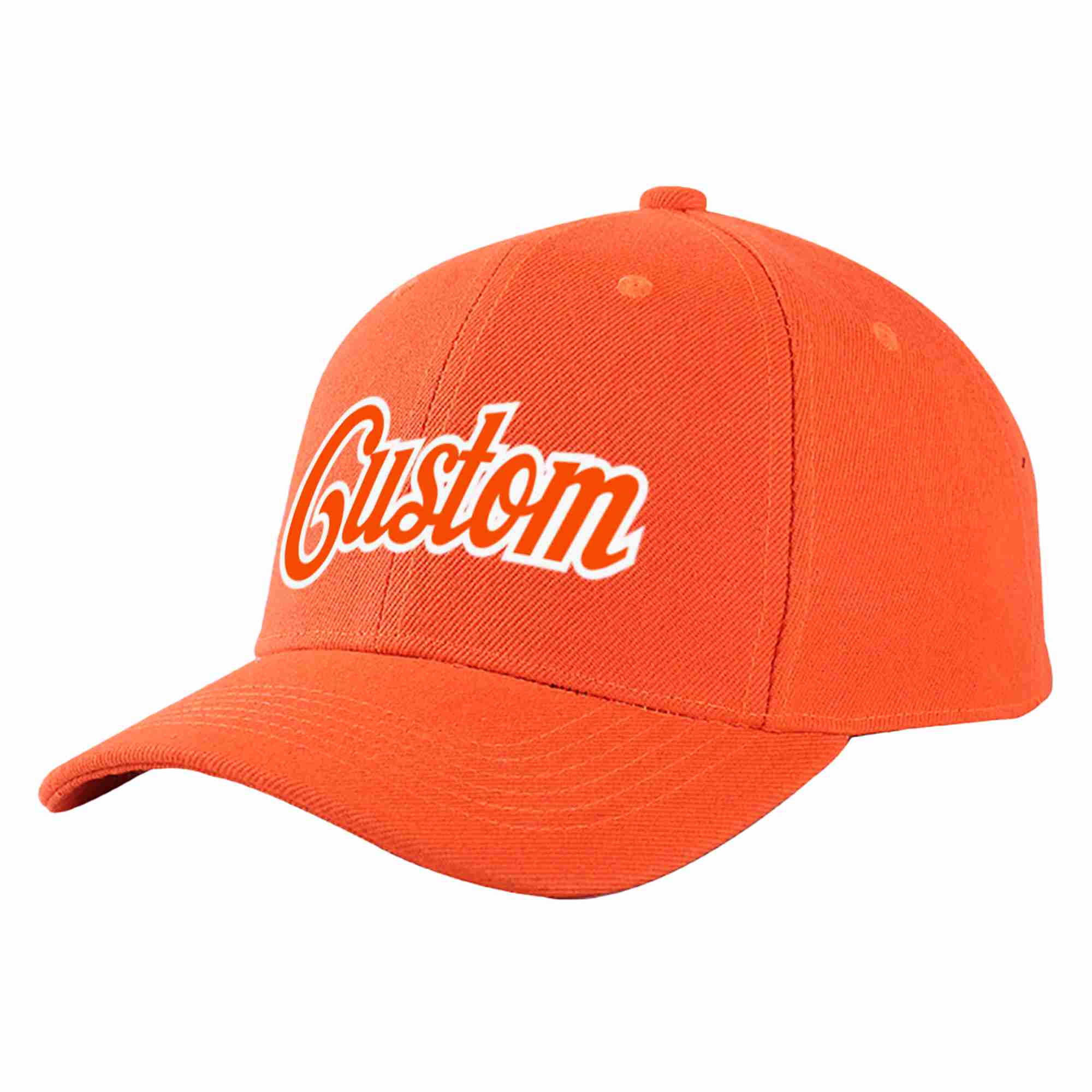 Conception personnalisée de casquette de baseball de sport incurvée orange-blanc mandarine pour hommes/femmes/jeunes