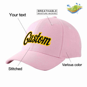 Custom Pink Black-Gold Curved Eaves Sport Baseball Cap Design for Men/Women/Youth