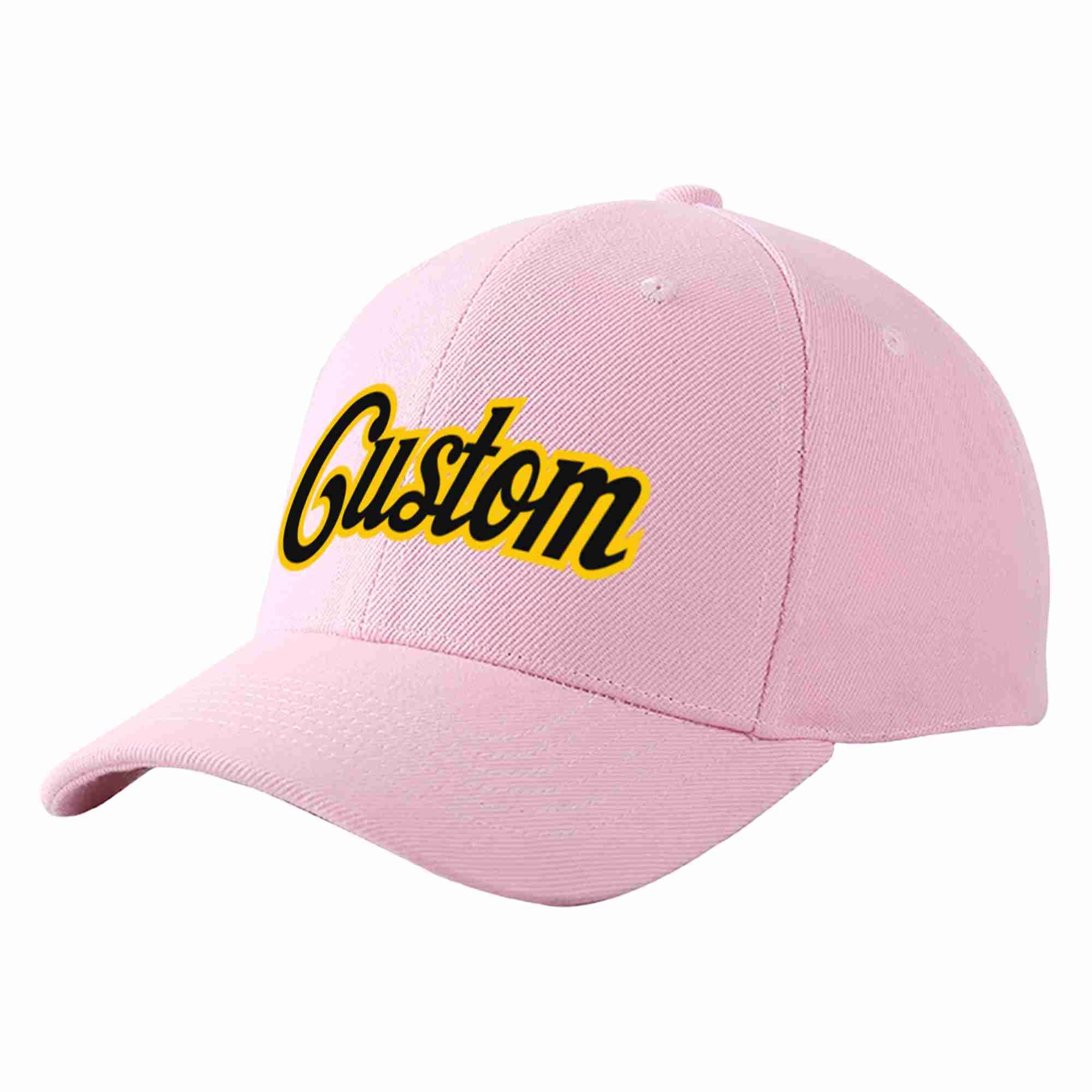 Conception personnalisée de casquette de baseball de sport incurvée rose noir-or pour hommes/femmes/jeunes