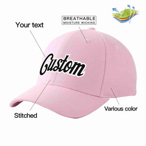 Conception personnalisée de casquette de baseball de sport incurvée rose noir-blanc pour hommes/femmes/jeunes