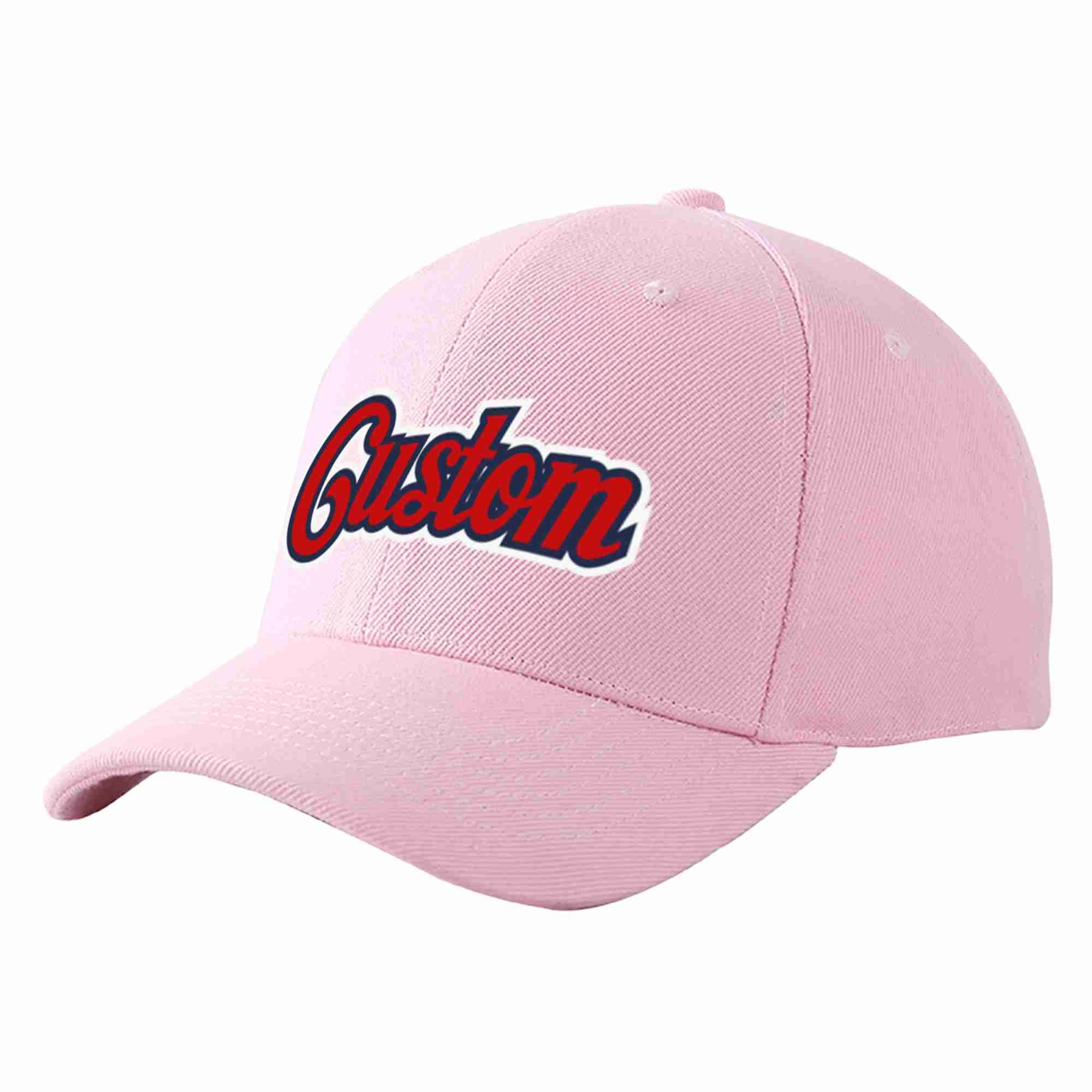 Conception personnalisée de casquette de baseball de sport incurvée rose rouge-marine pour hommes/femmes/jeunes