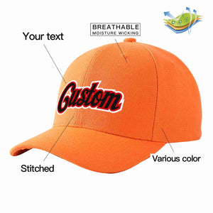 Conception personnalisée de casquette de baseball de sport incurvée orange noir-rouge pour hommes/femmes/jeunes