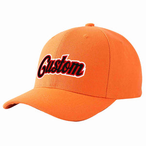 Conception personnalisée de casquette de baseball de sport incurvée orange noir-rouge pour hommes/femmes/jeunes