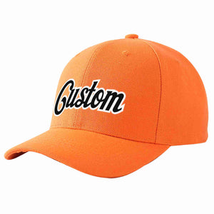 Conception personnalisée de casquette de baseball de sport incurvée orange noir-blanc pour hommes/femmes/jeunes