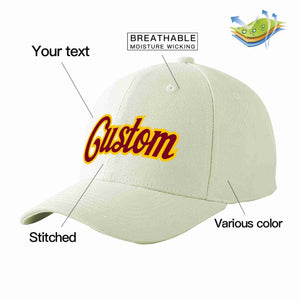 Casquette de baseball de sport incurvée crème cramoisi-or personnalisée pour hommes/femmes/jeunes