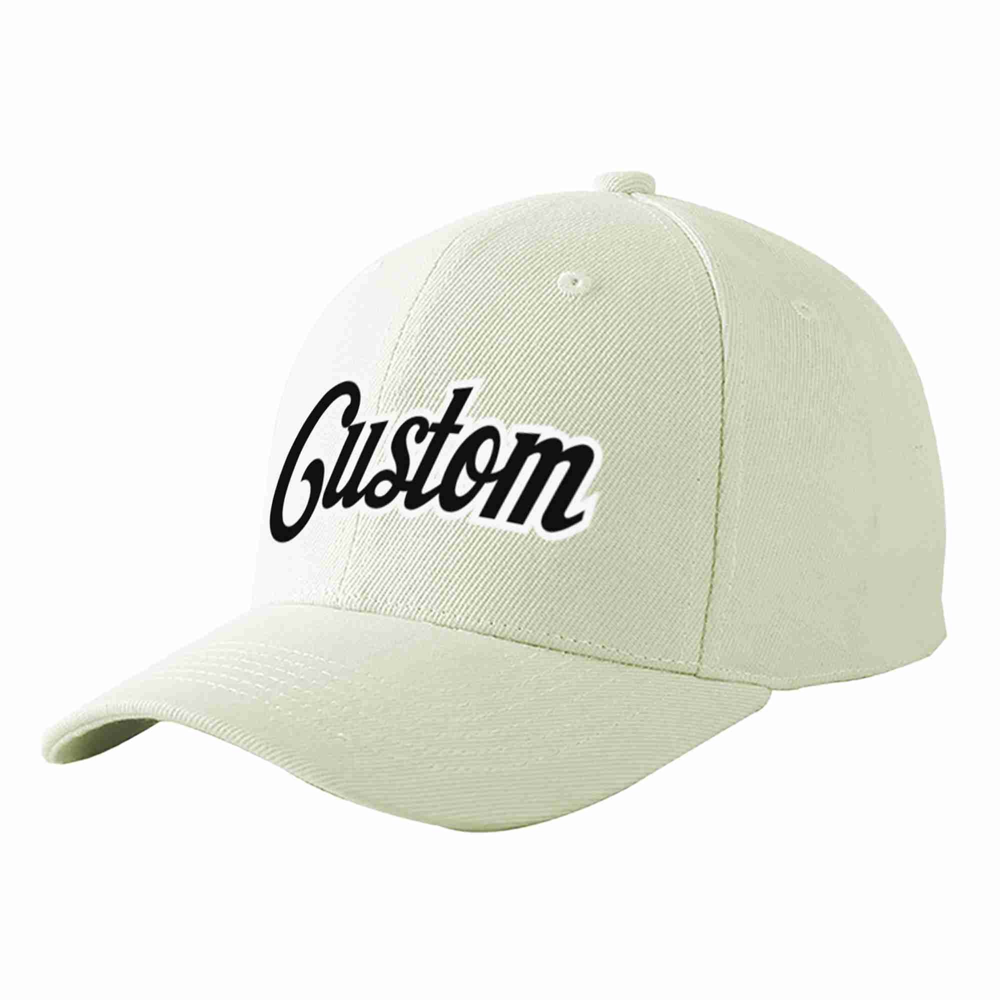 Conception personnalisée de casquette de baseball de sport incurvée noir-blanc crème pour hommes/femmes/jeunes