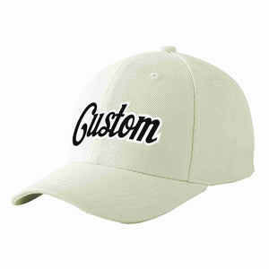 Custom Cream Black-White Curved Eaves Sport Baseball Cap Design for Men/Women/Youth