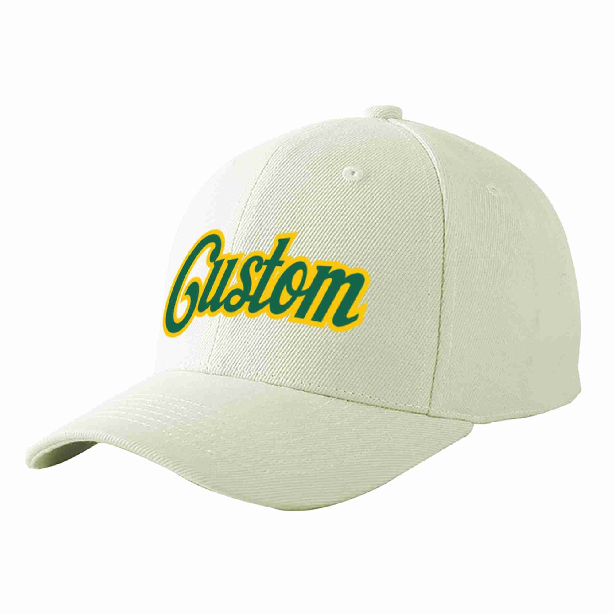 Casquette de baseball de sport incurvée Kelly vert-or crème personnalisée pour hommes/femmes/jeunes