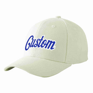 Custom Cream Royal-White Curved Eaves Sport Baseball Cap Design for Men/Women/Youth