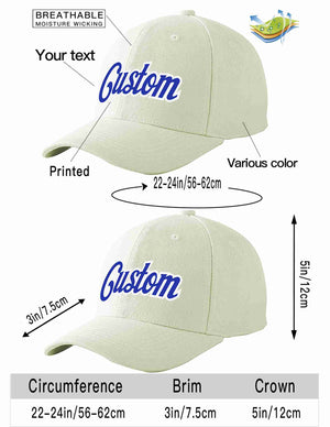 Custom Cream Royal-White Curved Eaves Sport Baseball Cap Design for Men/Women/Youth