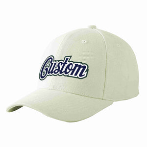 Custom Cream Navy-White Curved Eaves Sport Baseball Cap Design for Men/Women/Youth